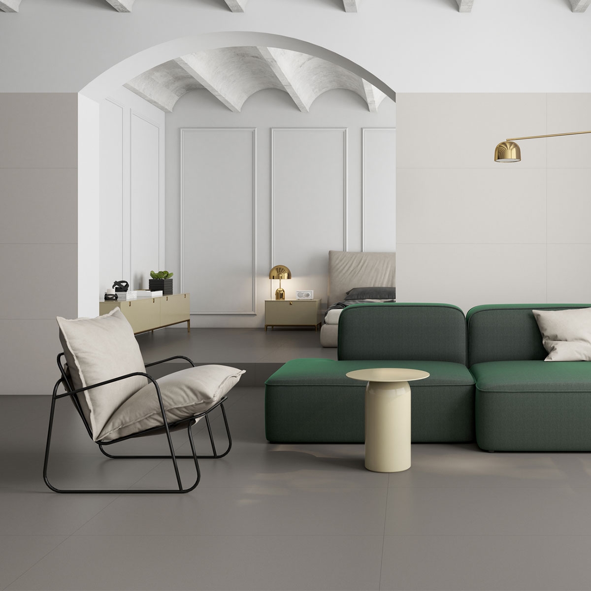 Interior with Carpenter Grey pavement 60x120