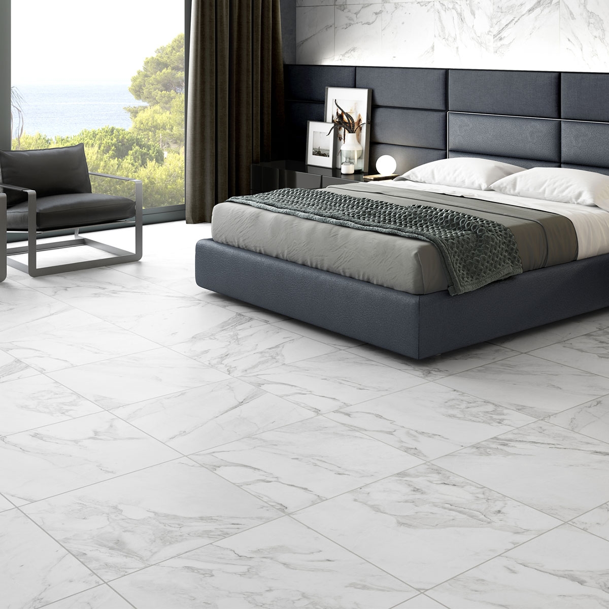 Intérieur avec sol Carrara White 60x60