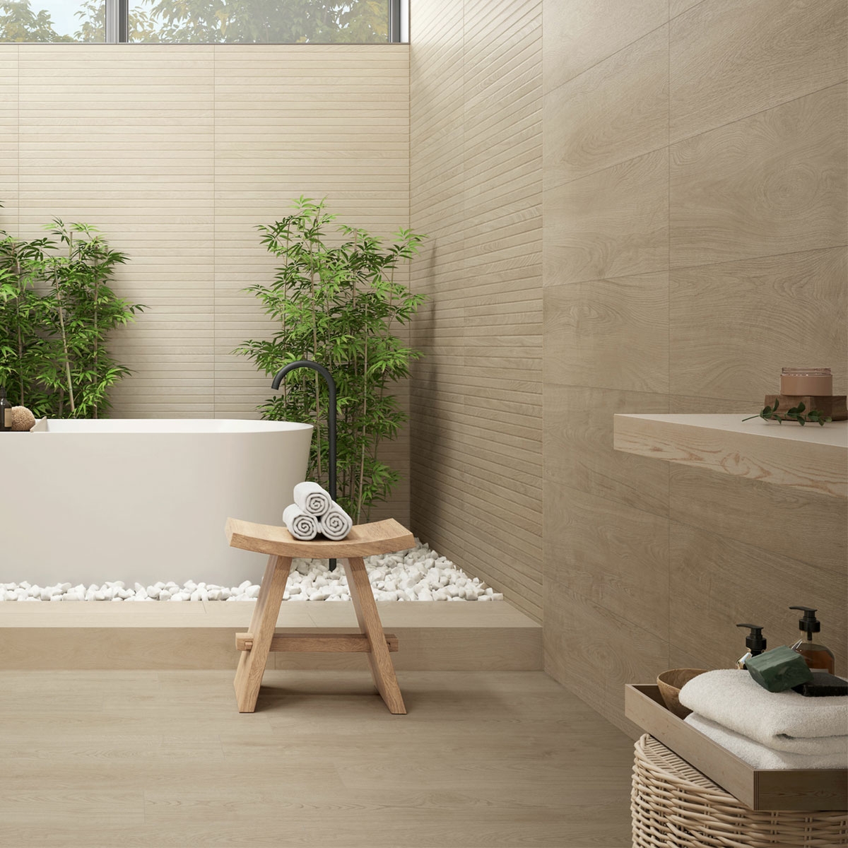 Baño con revestimiento Clash Beech 30x90