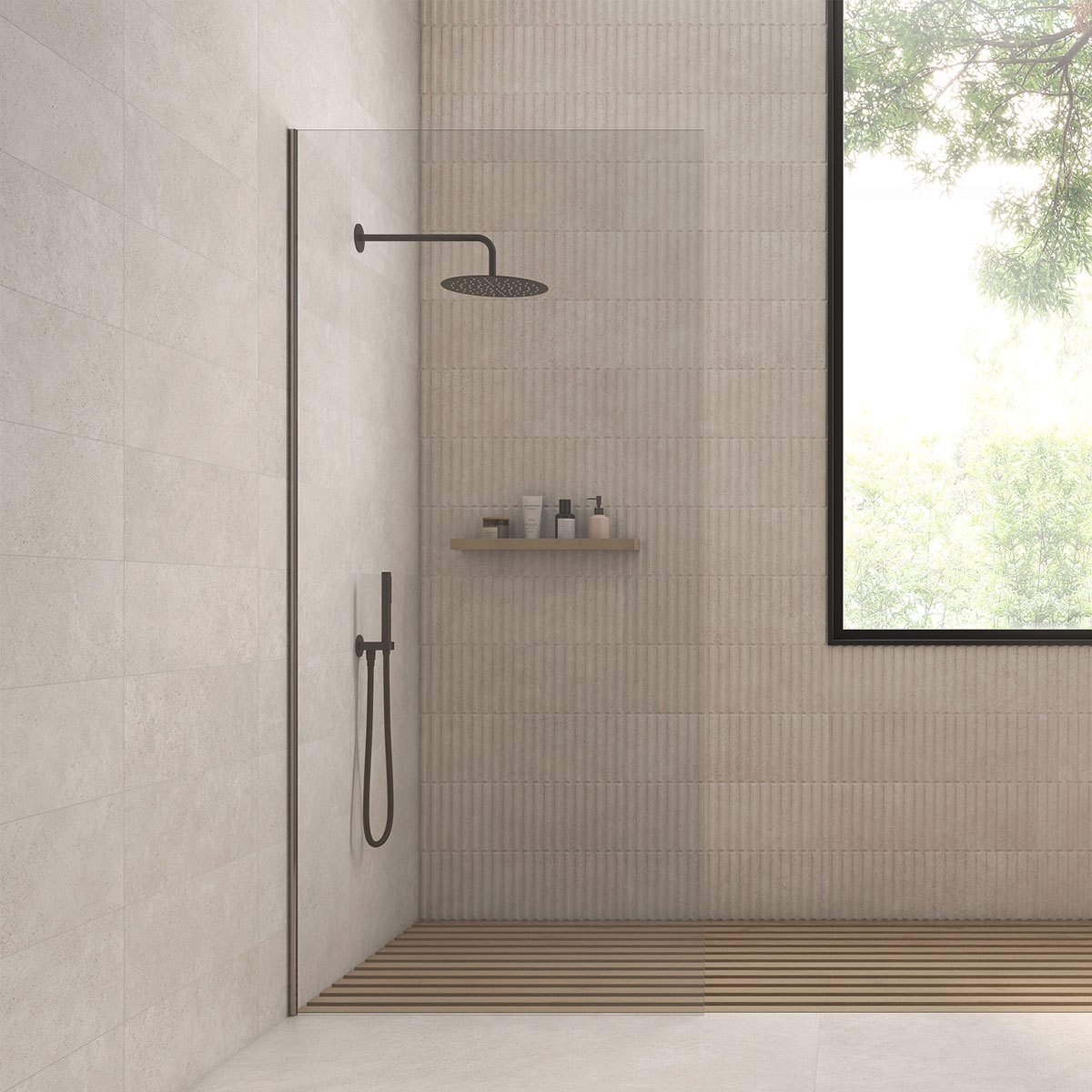Baño con revestimiento Concrete Cream 20x60