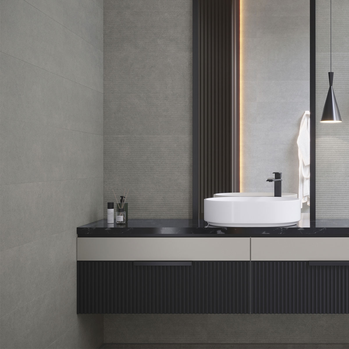 Badezimmer mit Kernbetonbeschichtung 30x75