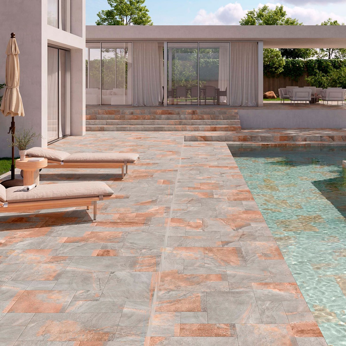 Exterior con pavimento Java Grey Modular Antideslizante 44x66 (Caja 0,87m2)