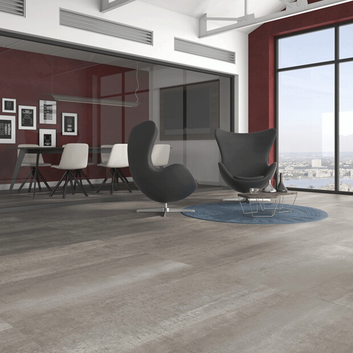 Interior con pavimento Shanon Grey 60x120