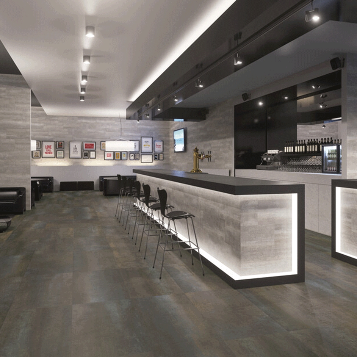 Interior con revestimiento Shanon Grey 60x120