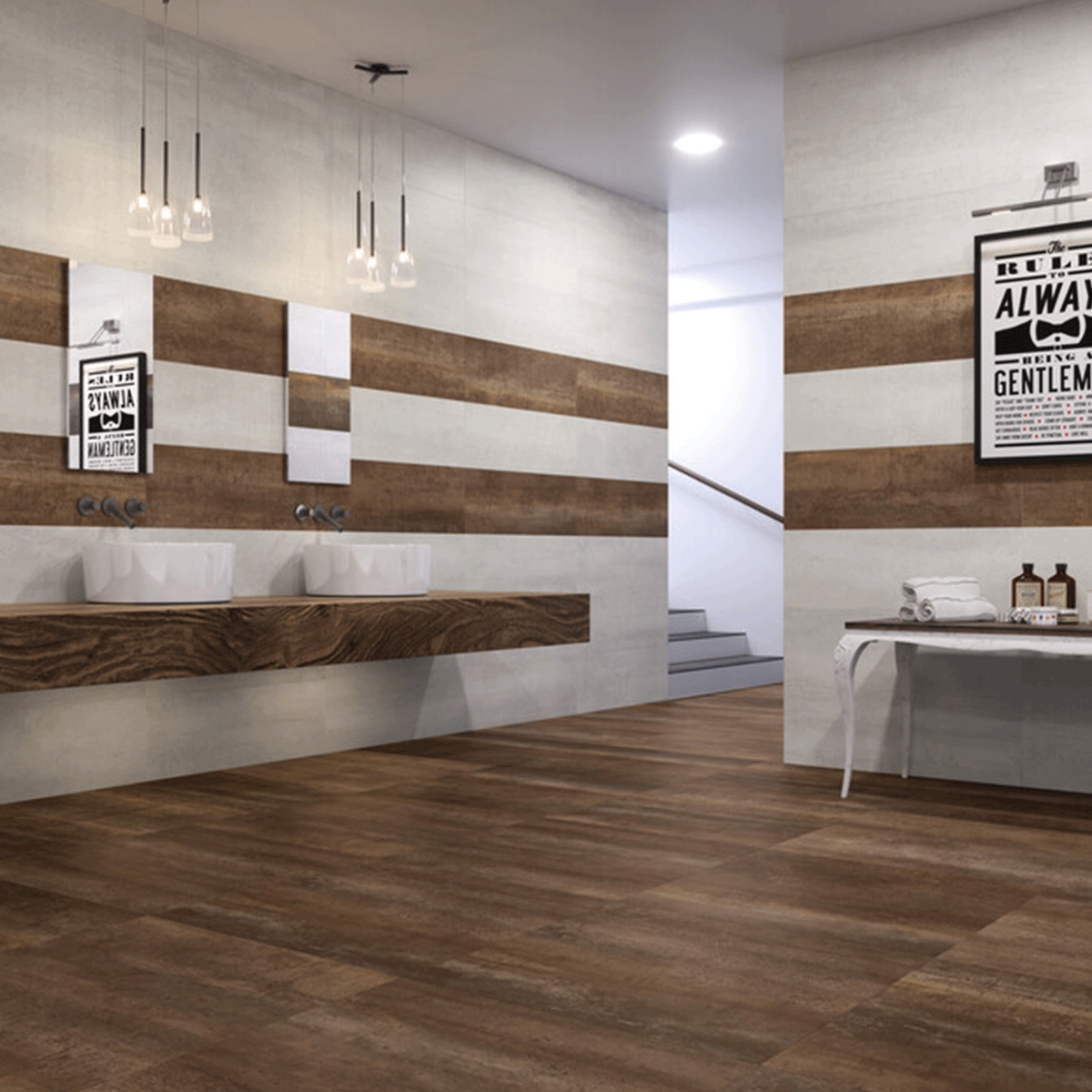 Badezimmer mit Boden Shanon Oxide 60x120