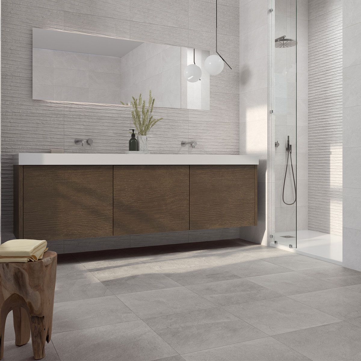 Casa de banho com pavimento Dorset Smoke 60x60