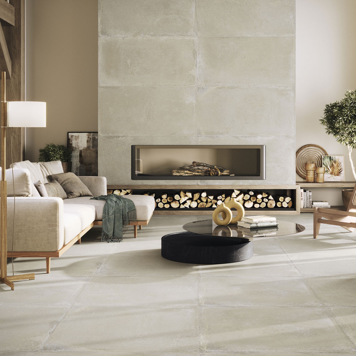 Interior com pavimento Davenport Beige 90x90