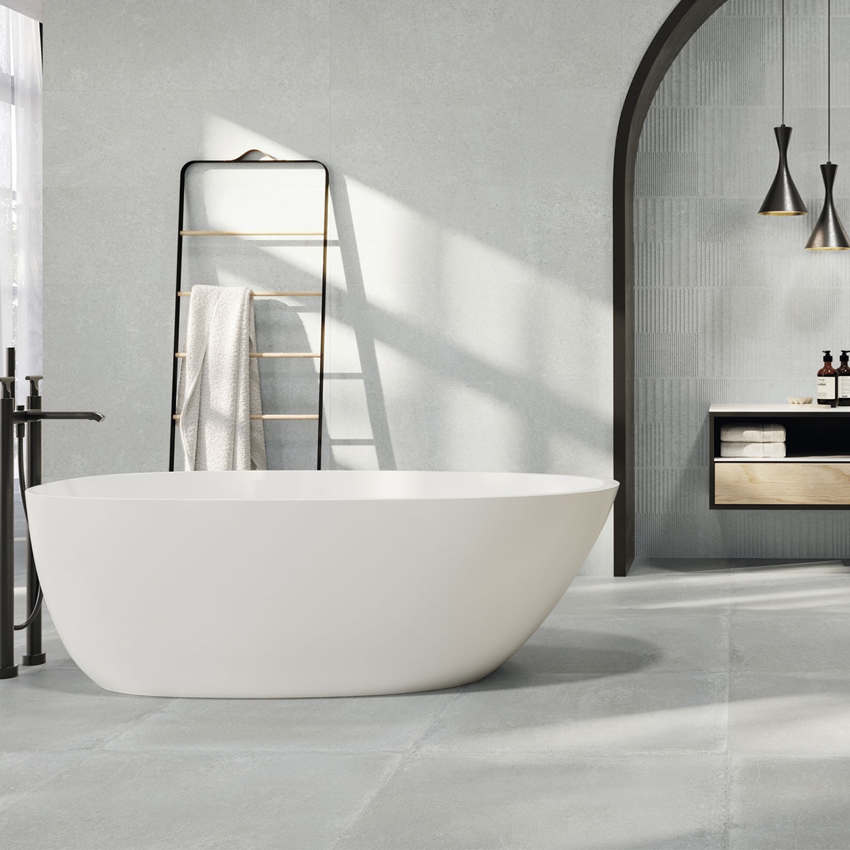 Bathroom with Davenport Grey cladding 40x120