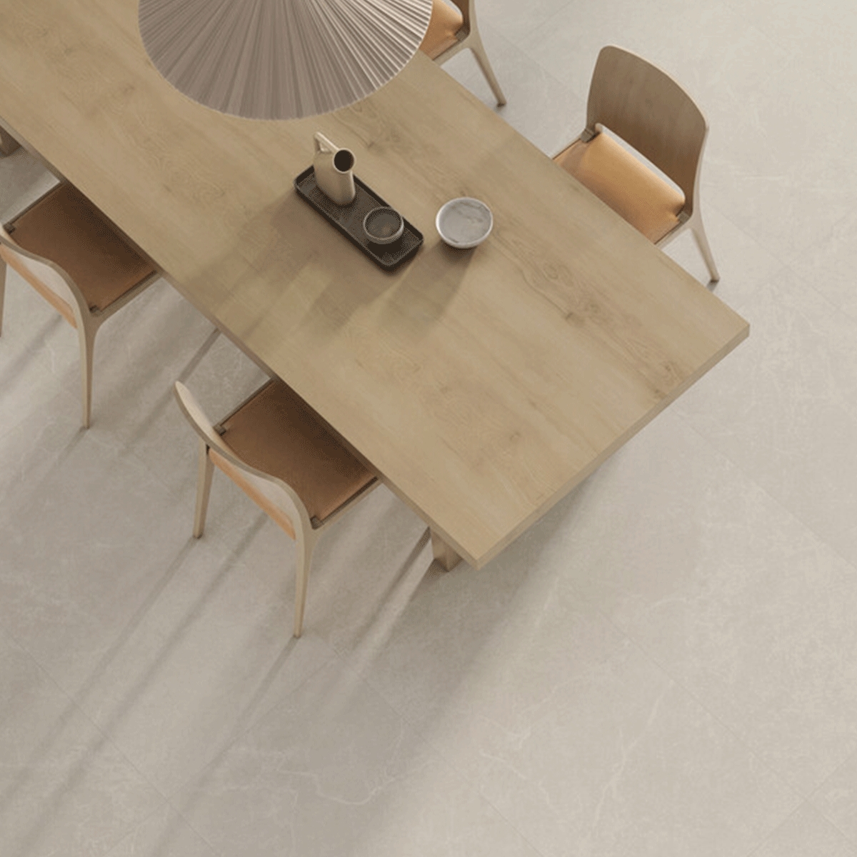 Interior com pavimento Storm Cream 60x120