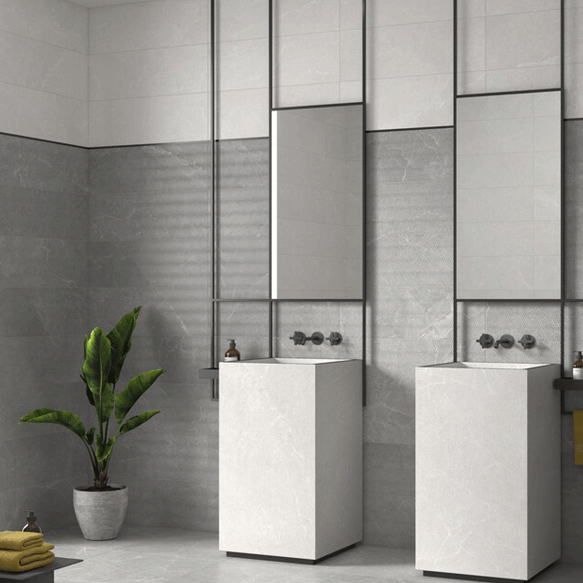 Baño con revestimiento Storm Wall White 25x75