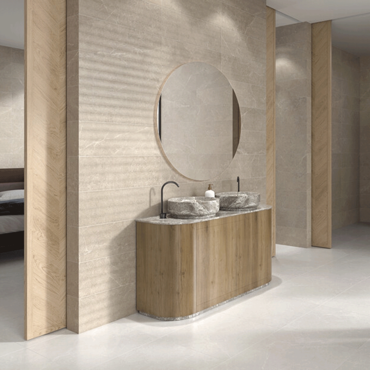 Salle de bain avec revêtement Storm Block Earth 25x75