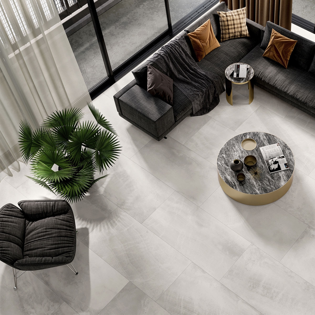 Interior com pavimento Durango Ivory 60x120