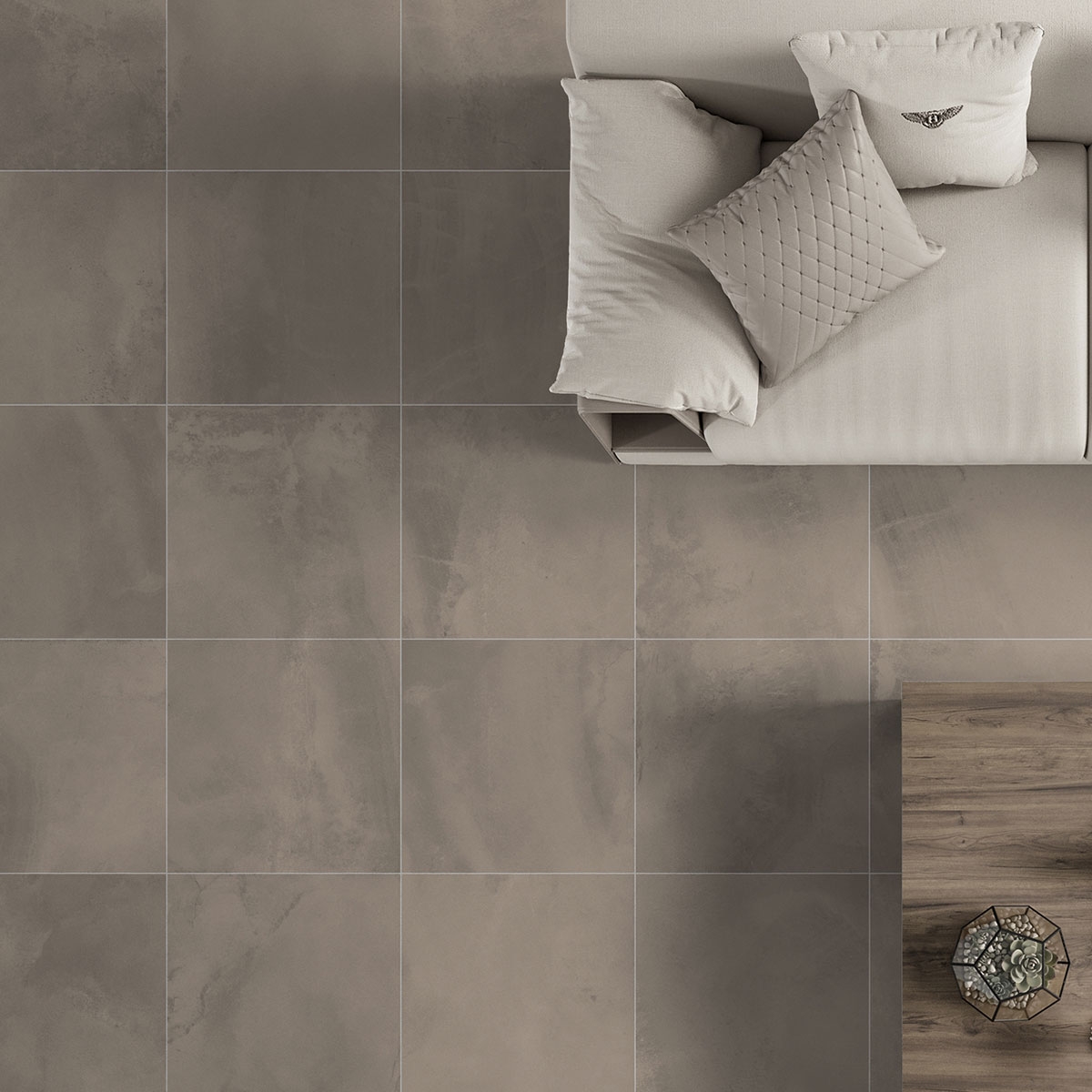 Interior com pavimento Durango Mud 60x60