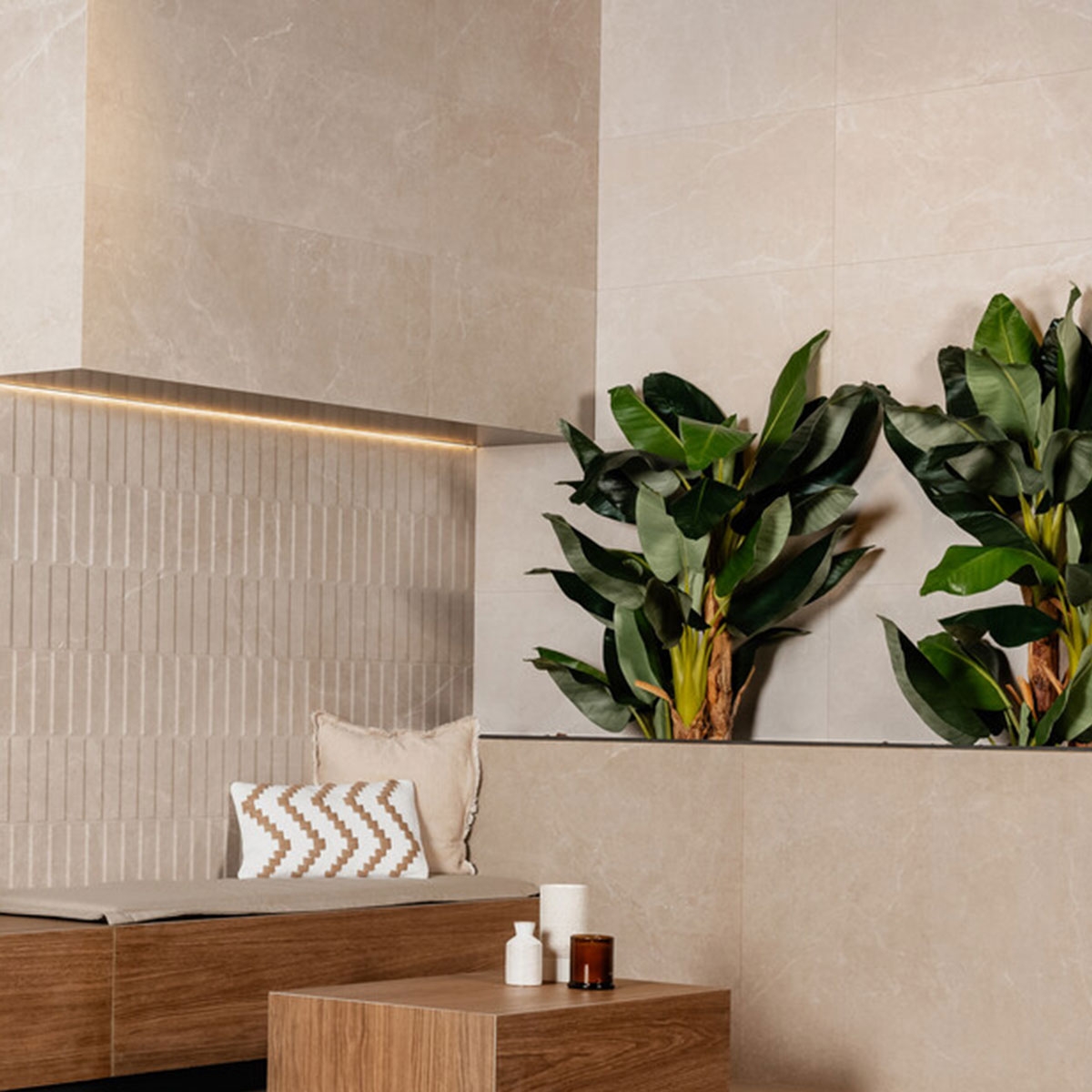 Interior con revestimiento Storm Wall Earth 40x120