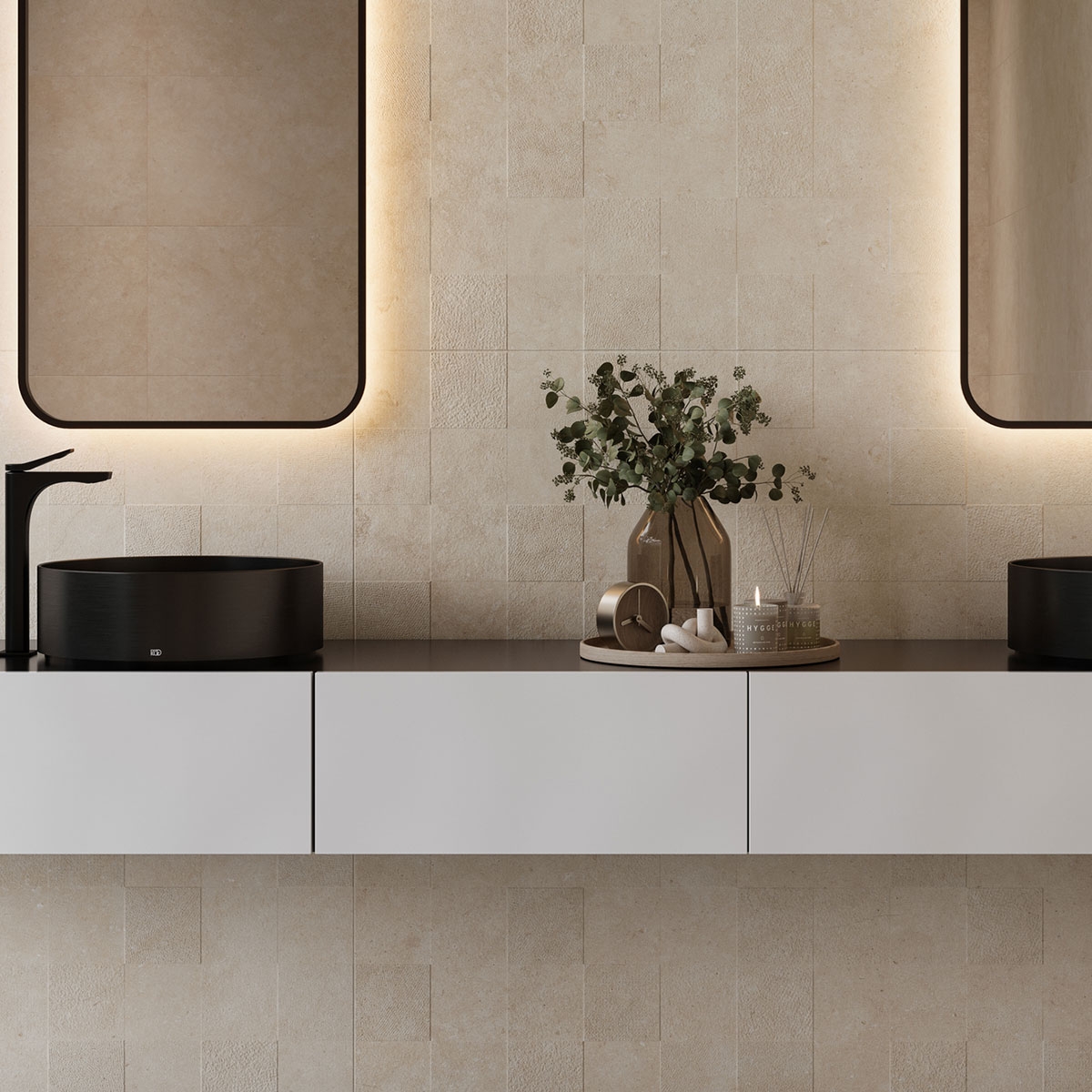 Salle de bain avec revêtement Elba Rubik Sand 60x120