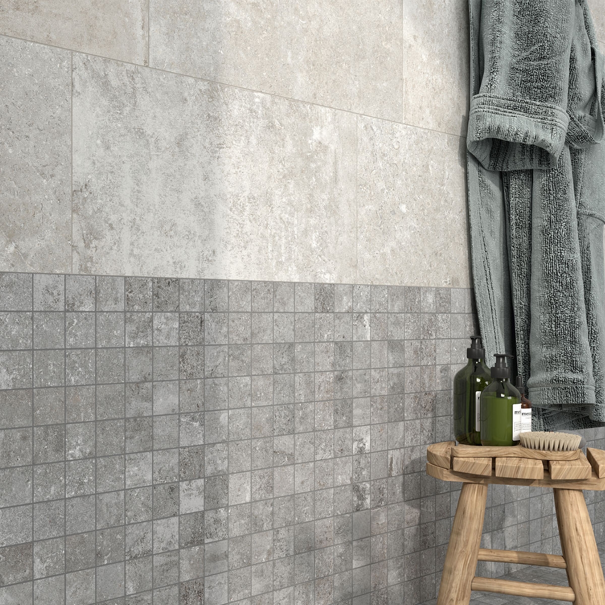 Bathroom with Etienne Ivory 30x90 wall tile