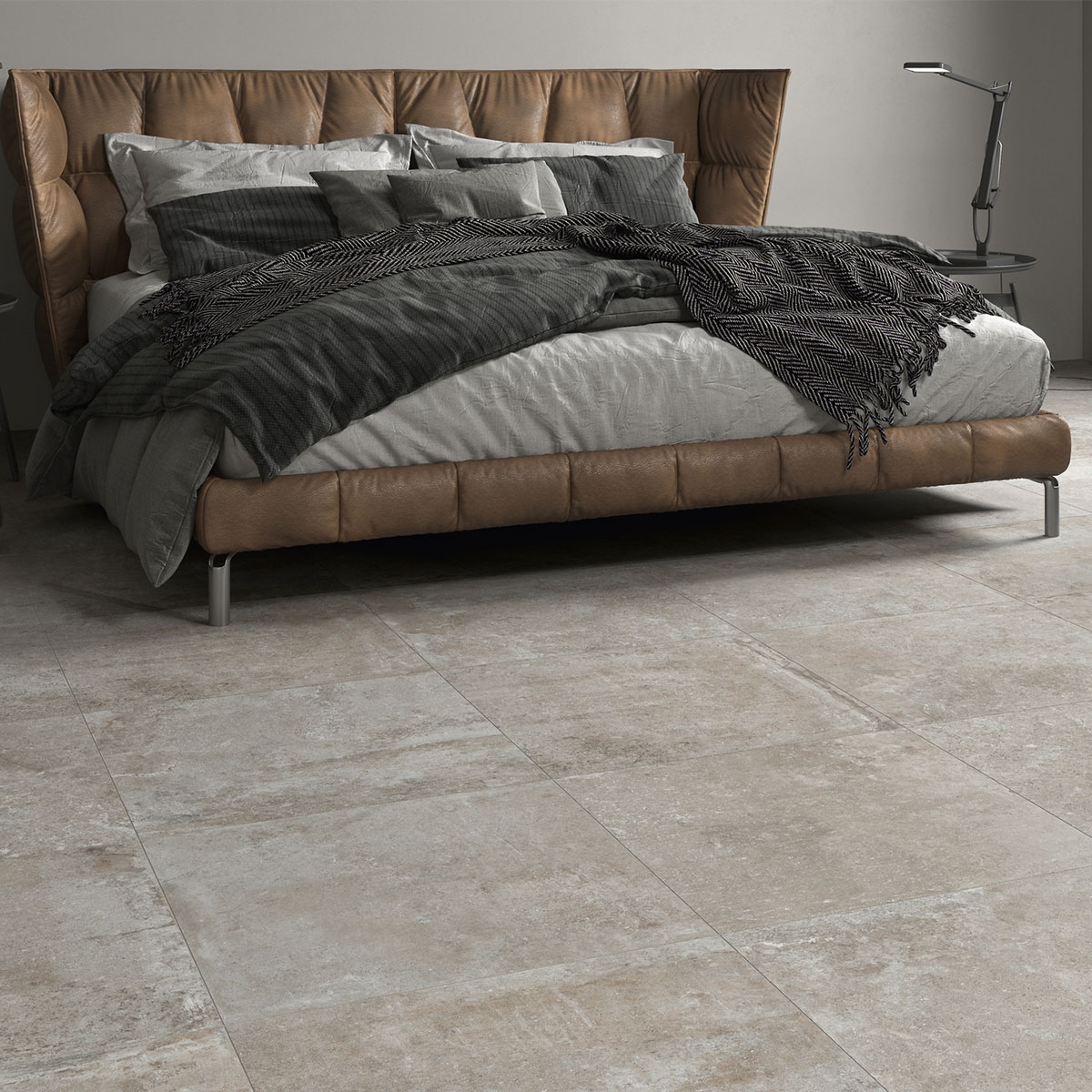 Interior con pavimento Etienne Ivory 60x60