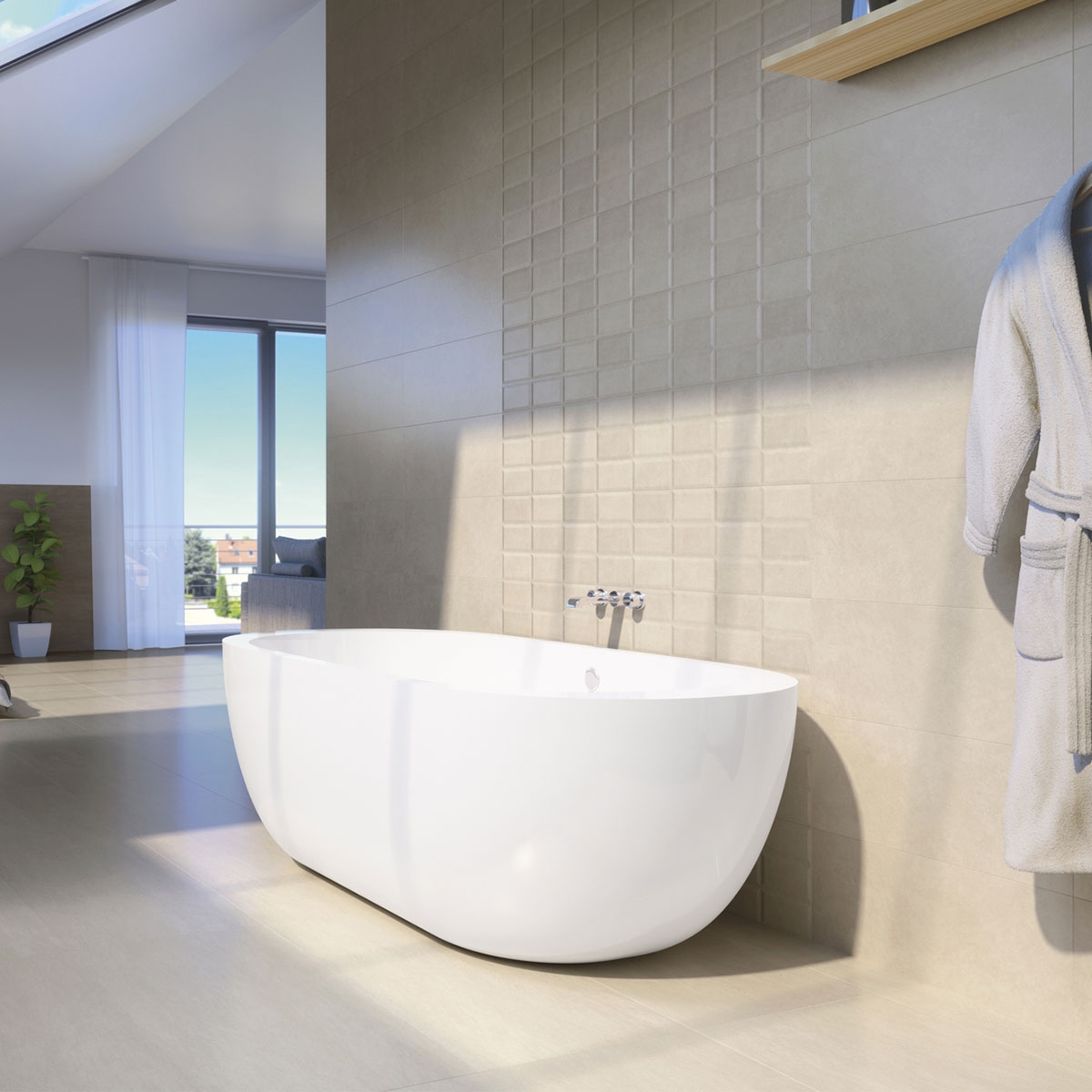 Interior con revestimiento Foster Sand 25x75