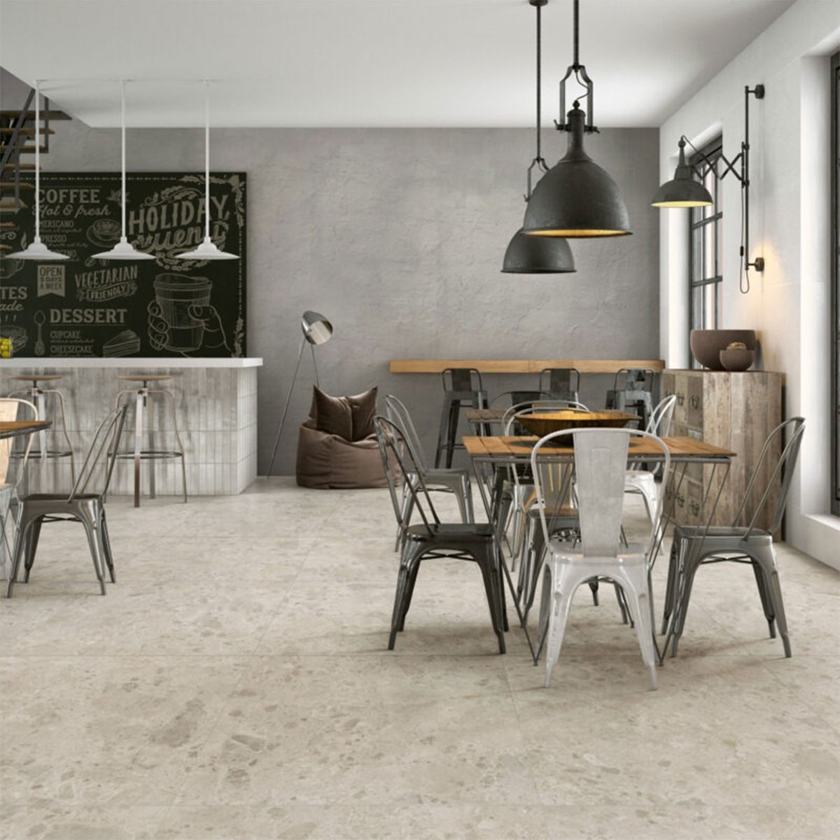 Interior with Character Mix Beige flooring 100x100