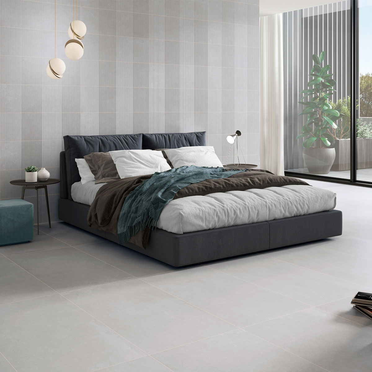 Interior con pavimento Galway Ash 60x120