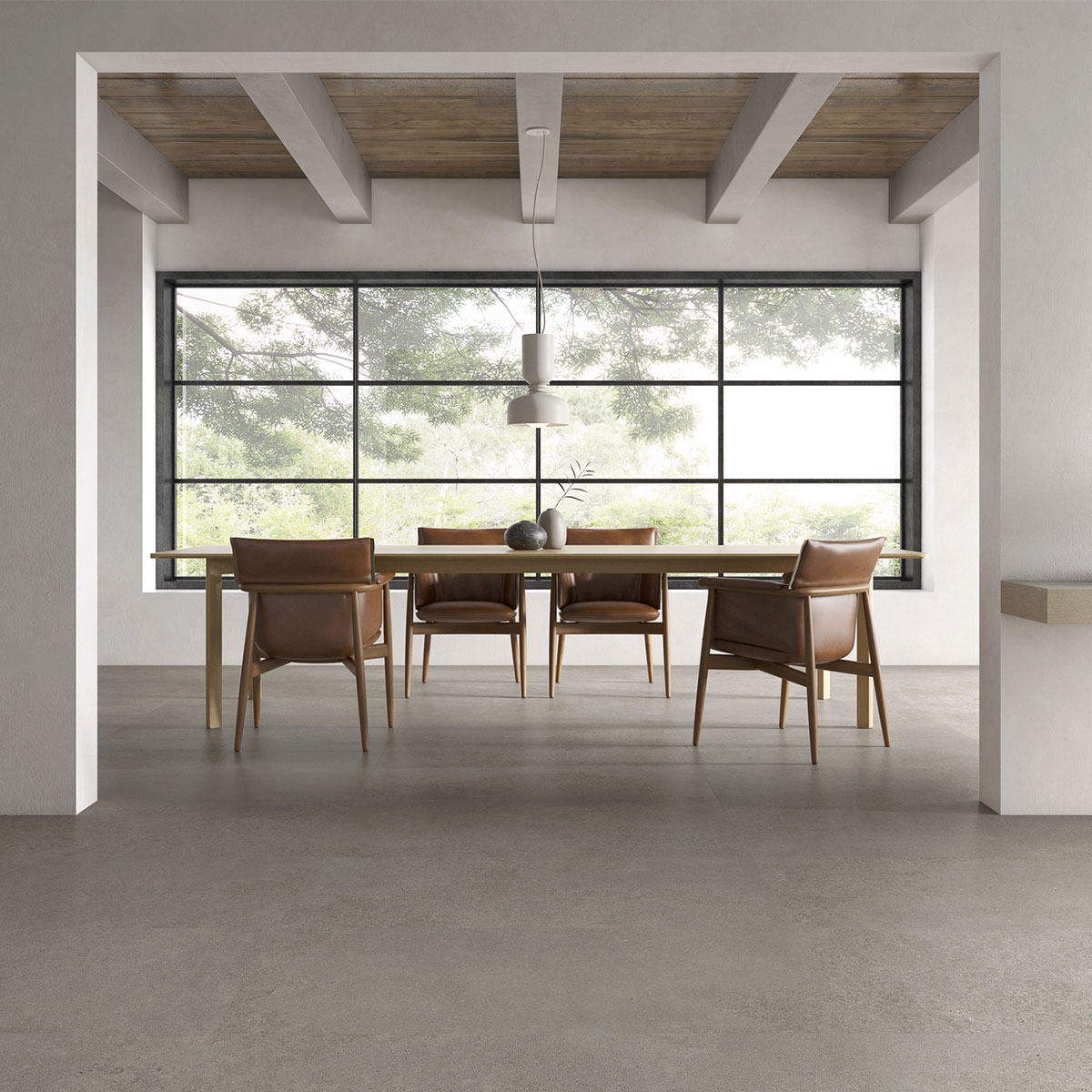 Interior com pavimento Geneve Cendre 60x120