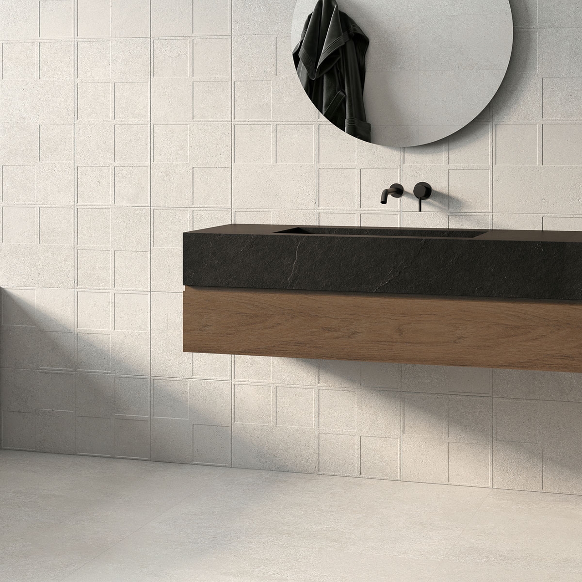 Casa de banho com revestimento Geneve Jet Blanc 30x90