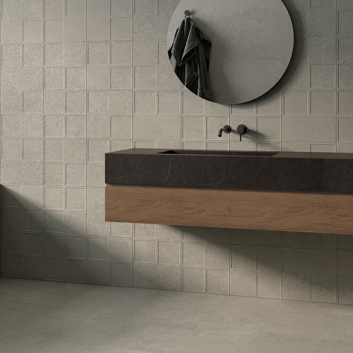 Baño con revestimiento Geneve Jet Cendre 30x90