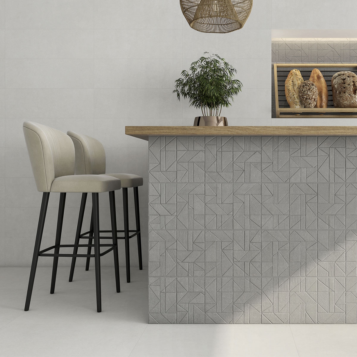 Intérieur avec revêtement Gravel White 25x75