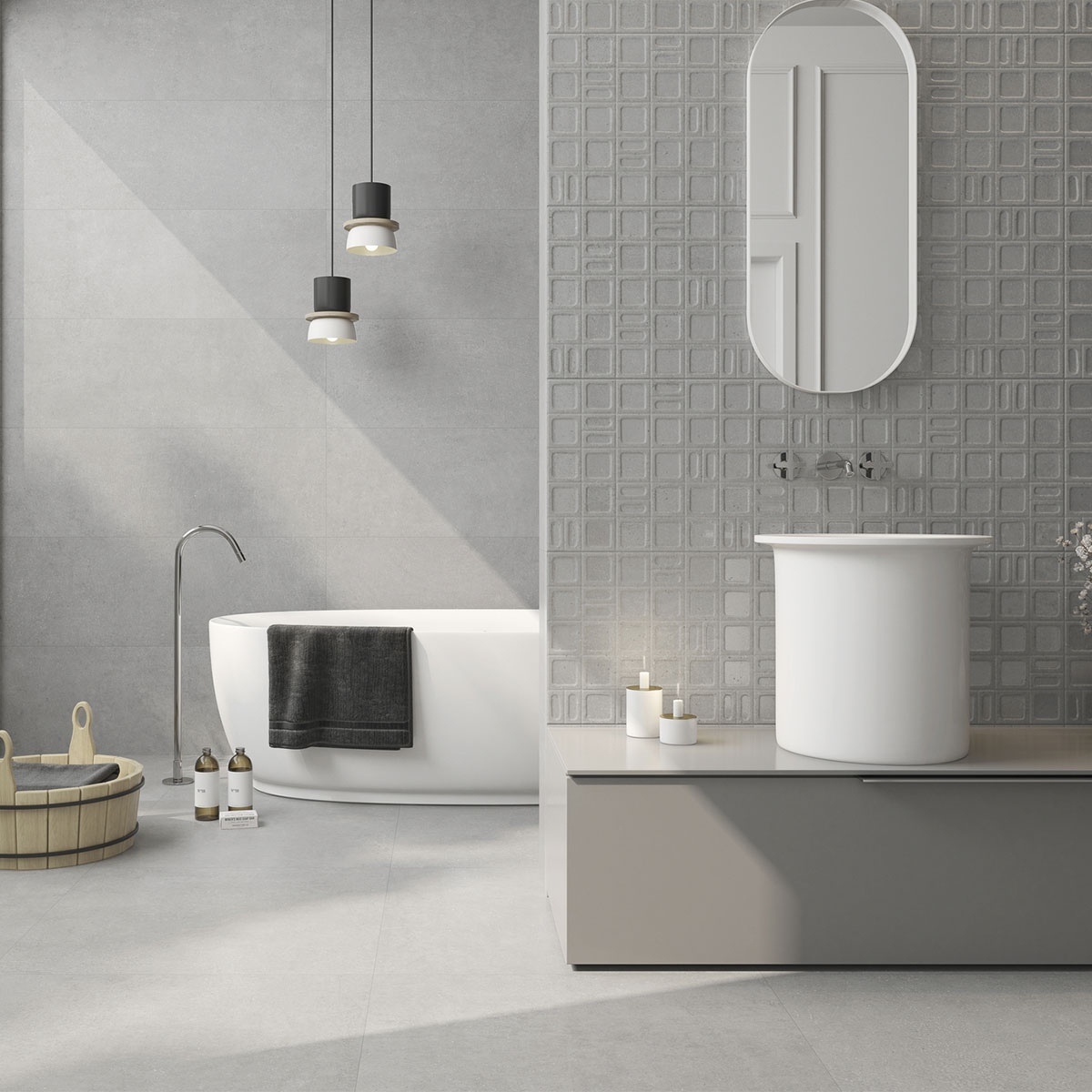 Bathroom with Gravel Grey coating 40x120