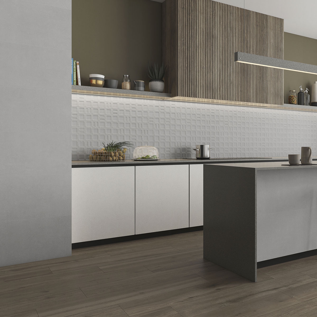 Intérieur avec revêtement gris gravier 40x120