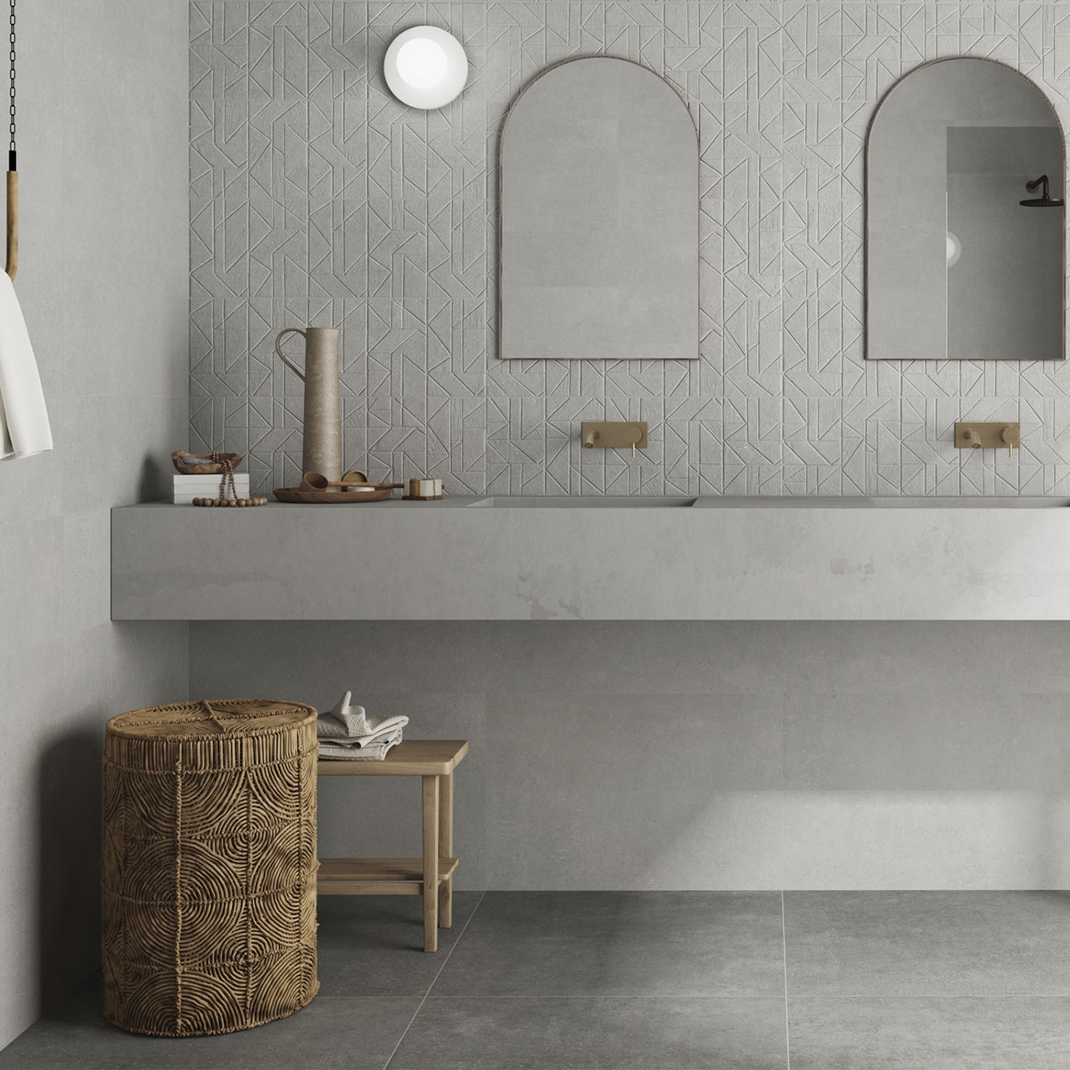 Baño con revestimiento Gravel Grey 25x75