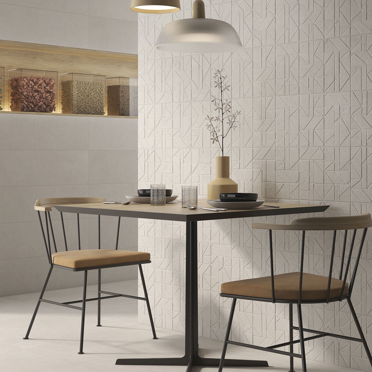 Intérieur avec revêtement Gravel Geo Cream 25x75