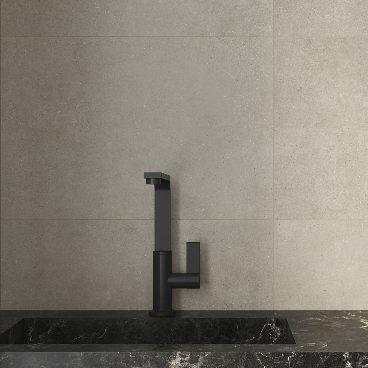 Cocina con revestimiento Gravel Earth 25x75