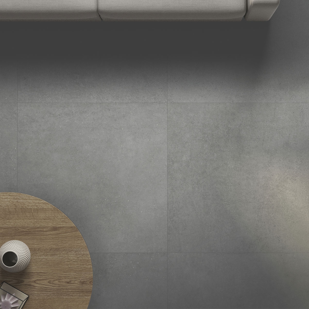 Interior con pavimento Gravel Shadow 75x75