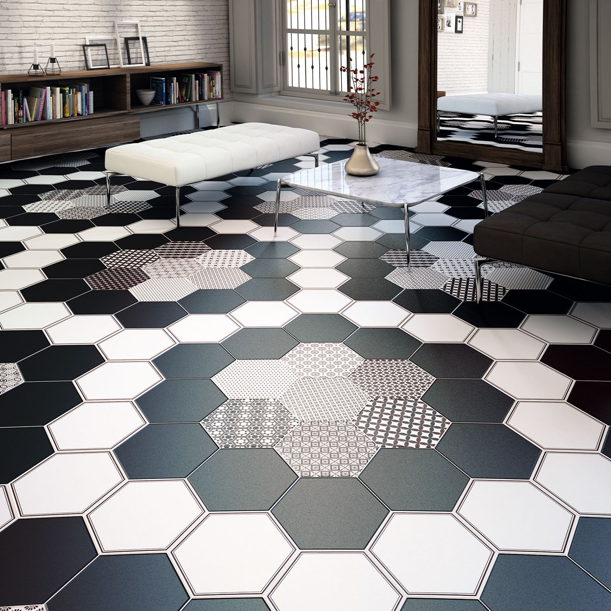 Interior con pavimento Grazia Base 28,5x33 (Caja 1,00m2)