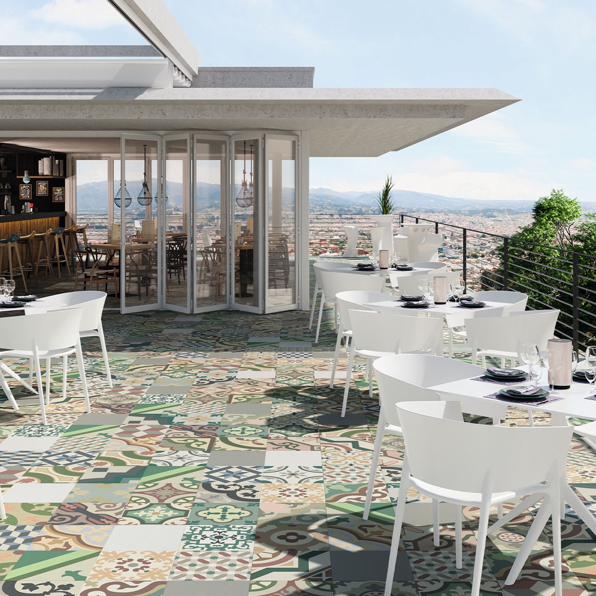 Exterior com pavimento Hanoi Mix 33x33 (Caixa 1,00m2)