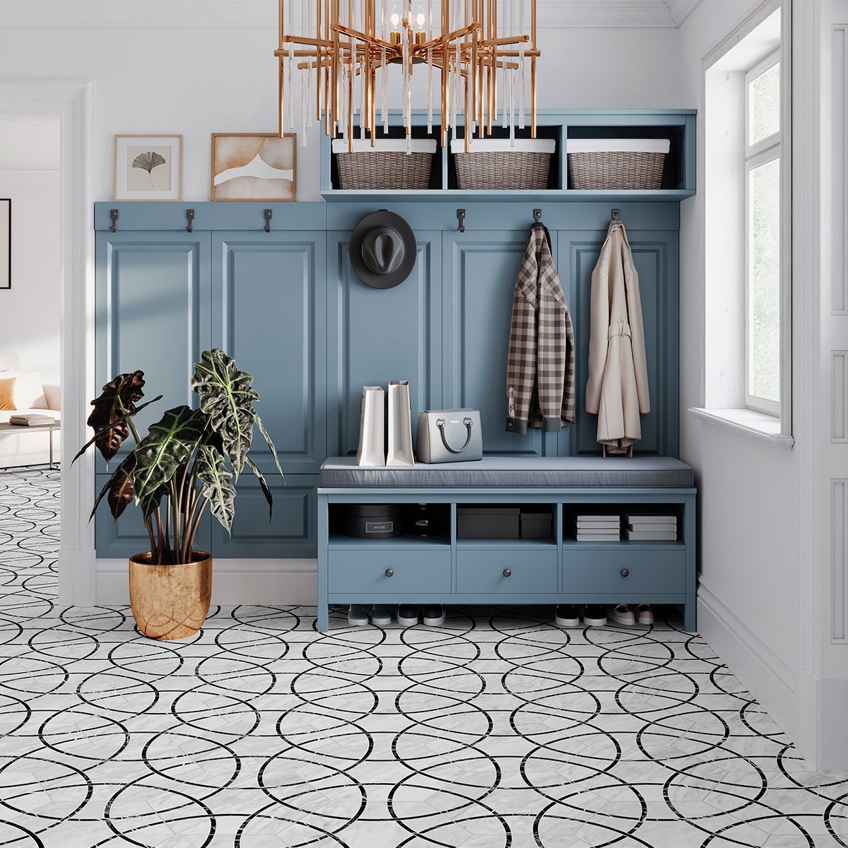 Interior con pavimento Lancaster Black 28,5x33 (Caja 1,00m2)