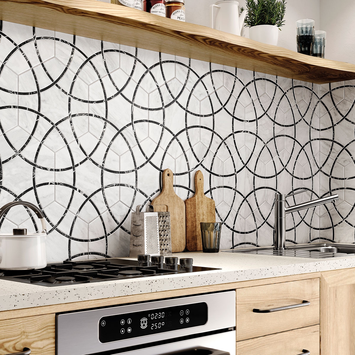 Cocina con revestimiento Lancaster Black 28,5x33 (Caja 1,00m2)