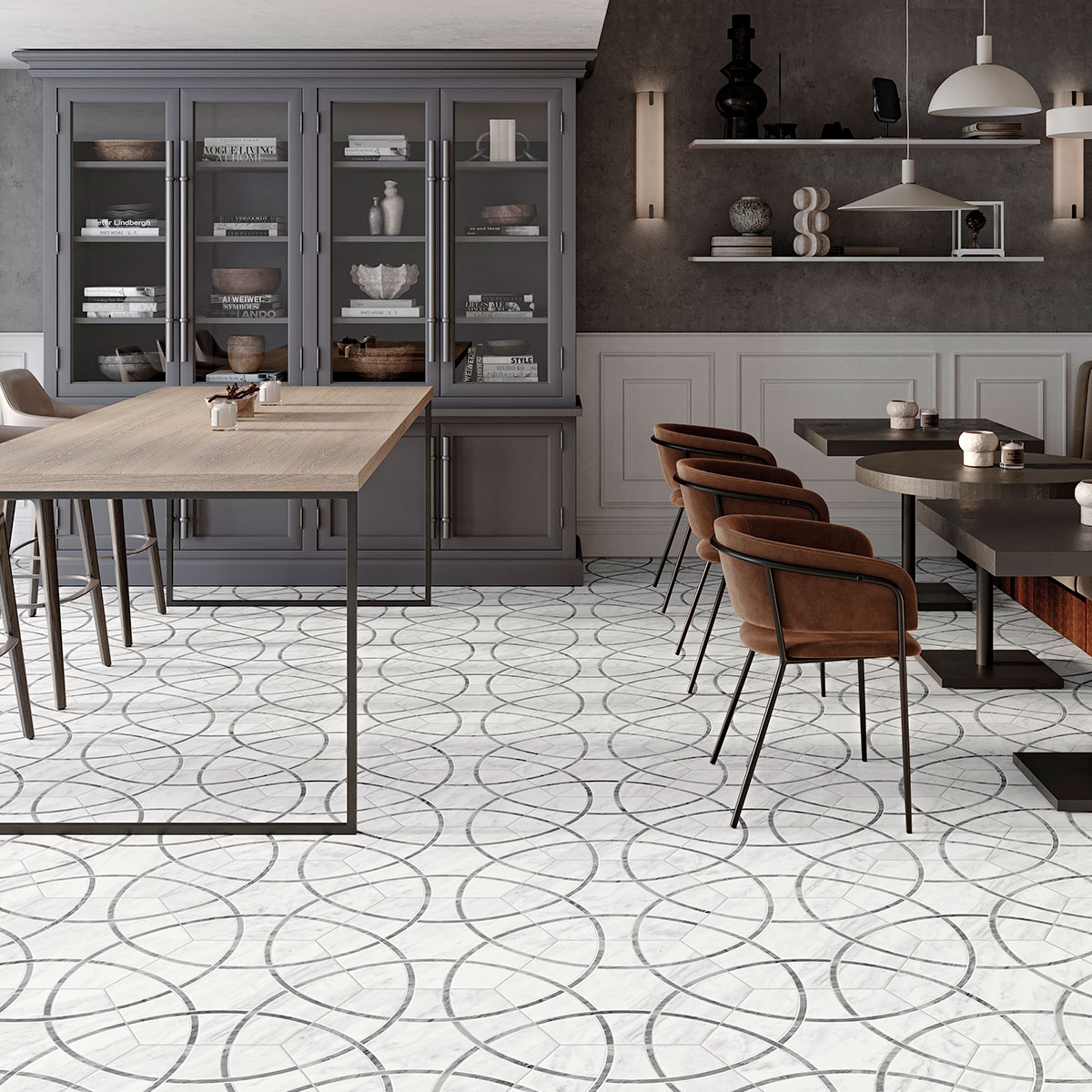 Interior con pavimento Lancaster Grey 28,5x33 (Caja 1,00m2)