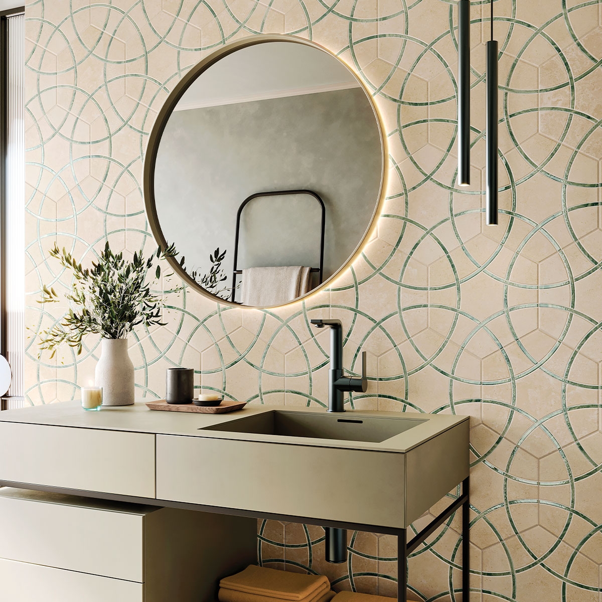 Salle de bain avec revêtement Lancaster Jungle 28,5x33 (Boîte 1,00 m2)