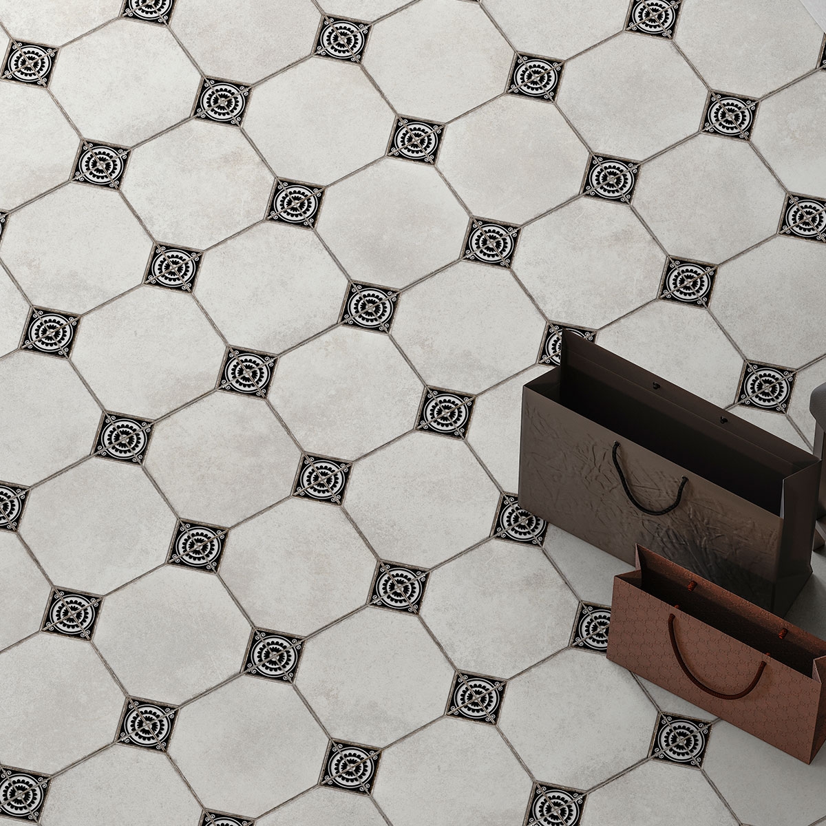 Interior com pavimento Leeds Black 33x33 (1,00m2)