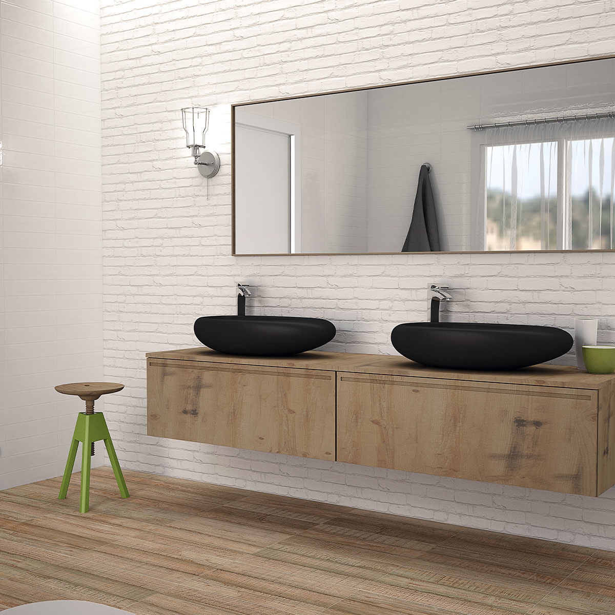 Salle de bain avec revêtement Manhattan White 31x56