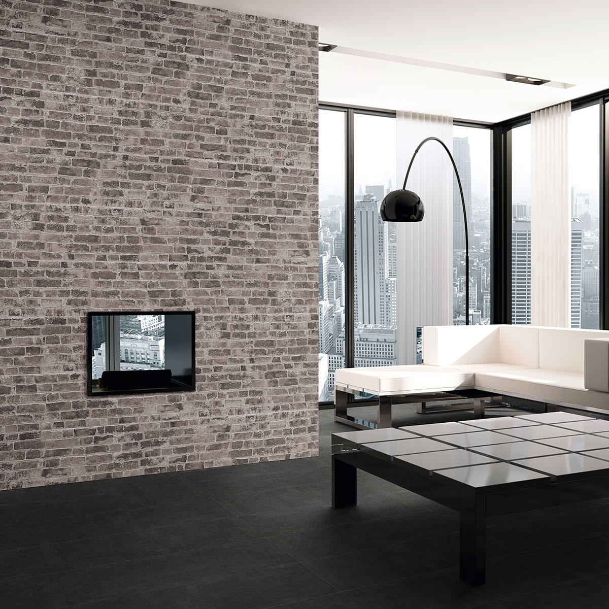 Wohnzimmer mit Manhattan-Holzkohlebeschichtung 31x56