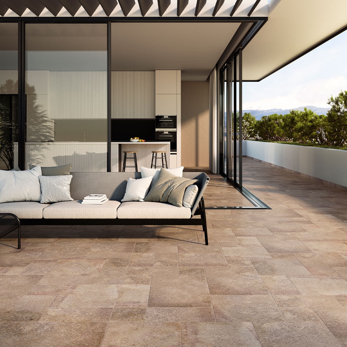 Exterior com pavimento modular Multiformato Porfido (caixa 0,87m2)