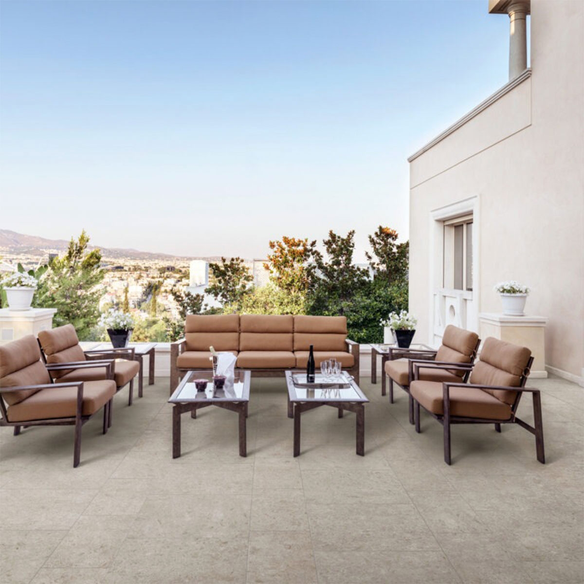 Exterior con pavimento Carácter Strutturato Blanco Antideslizante 60x60