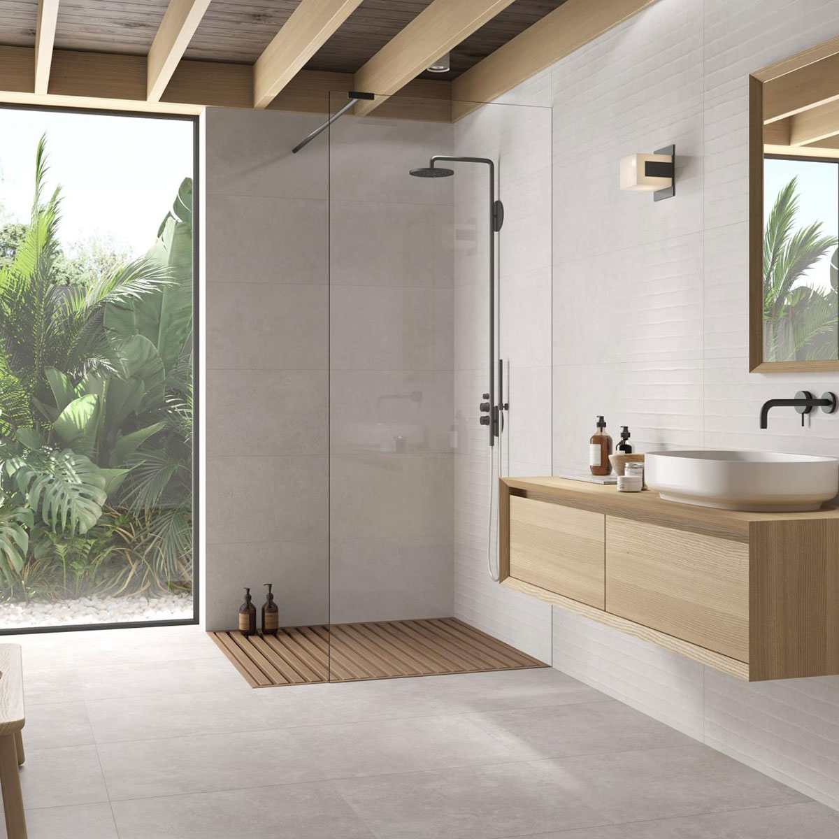 Badezimmer mit Koncept Relief Perlmuttbeschichtung 40x120