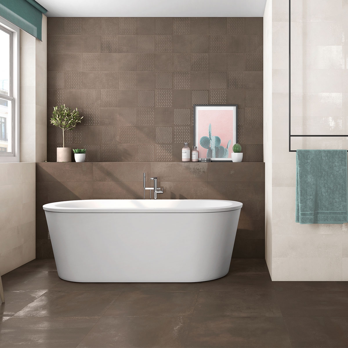 Salle de bain avec sol en oxyde de gravité 60x60