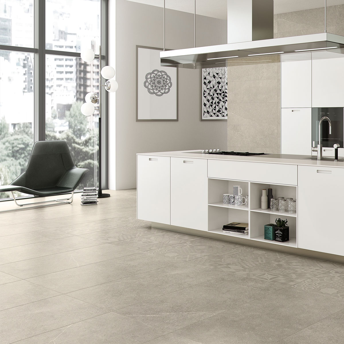 Küche mit Boden Hardy Decor Tortora 60x60