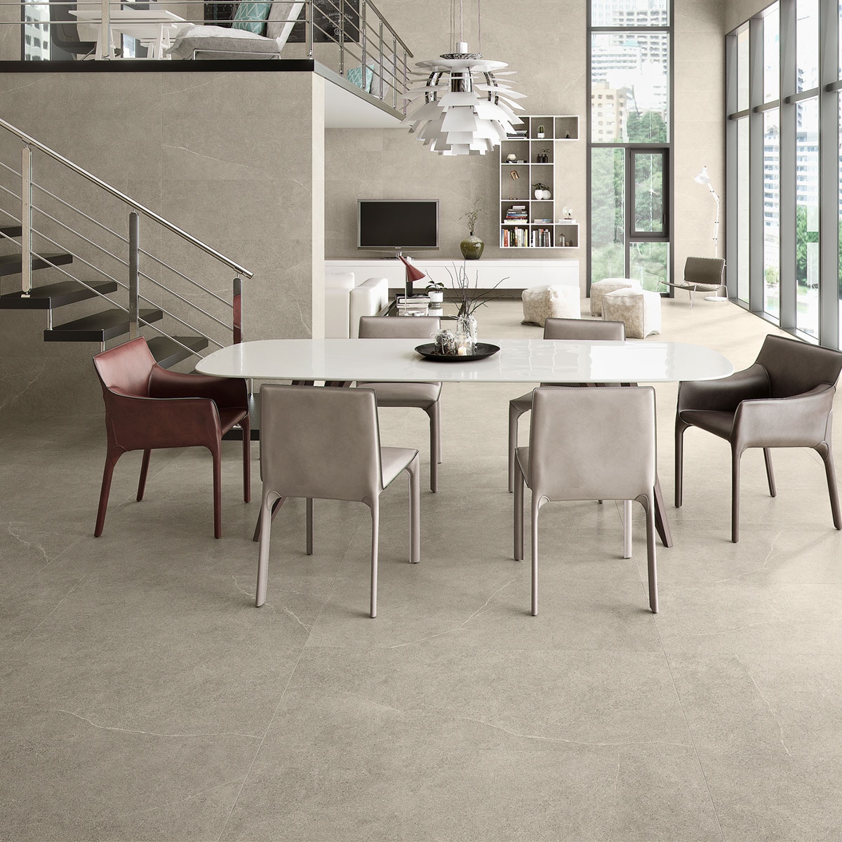 Interior com pavimento Hardy Calm 60x120