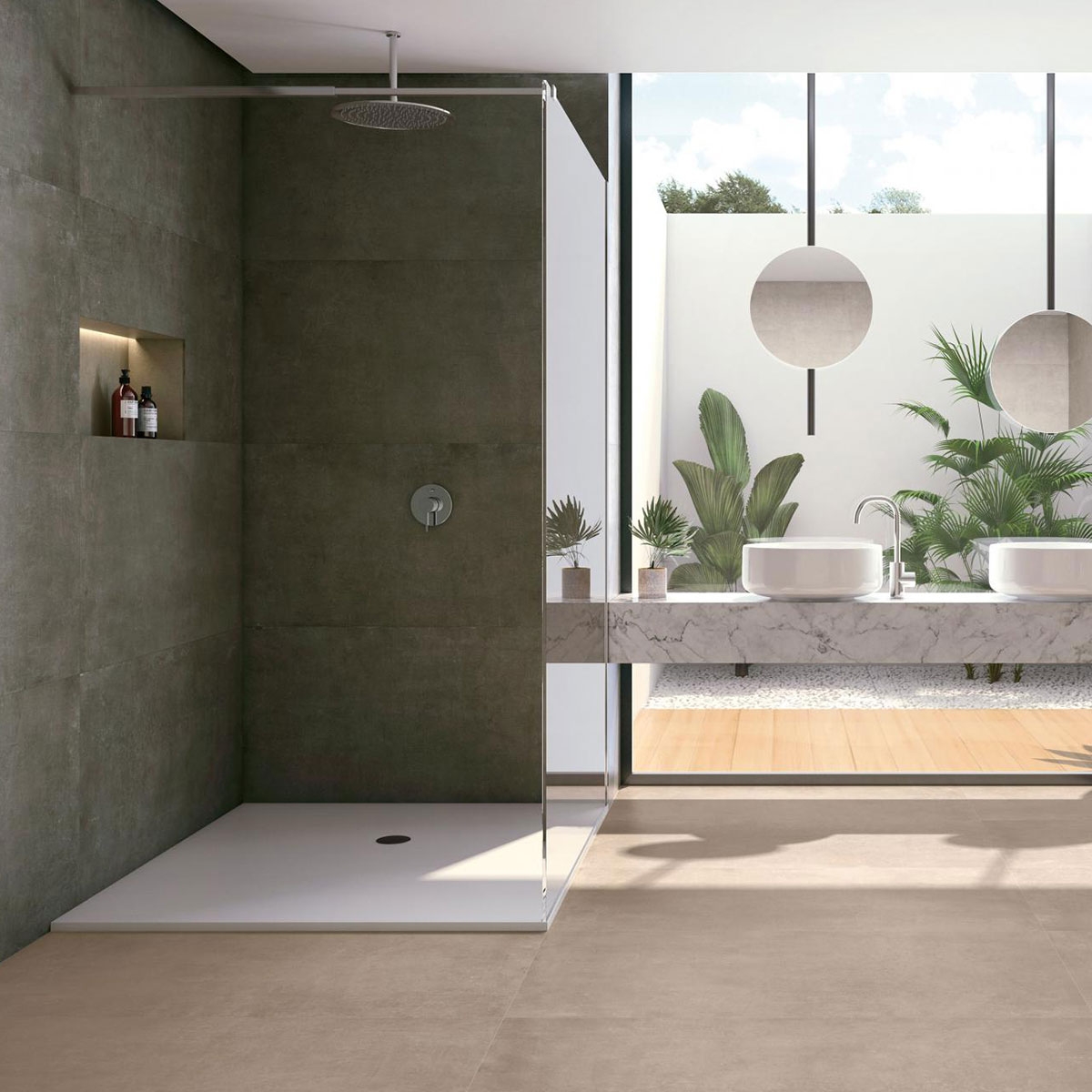Baño con revestimiento Concret Greige 60x120